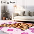 thumbnail image 2 of ODIKA 8'x10' Machine Washable Non-Slip Area Rug, Spotted Wildcat Cartoon Animal High Traffic Rug with Pad, Pink, 723820, 2 of 8
