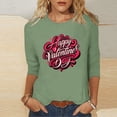 thumbnail image 4 of FMFYFH Hauts de la Saint-Valentin à Manches 3/4 pour Femmes, T-Shirts à Col Rond, Tunique Ample Décontractée, 4 of 5