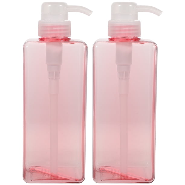 WORGEOUS Botella de emulsión cuadrada de 650 ml, dispensador de champú y gel de ducha, portátil, rellenable, de gran capacidad, para uso doméstico y hotelero (rosa)