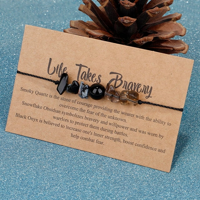 Fiudx Pulsera de Cuentas Naturales Ajustables con Piedras Curativas de Cristal, Pulsera Tejida, Tobillera, Joyería, Regalos para Mujeres y Niñas