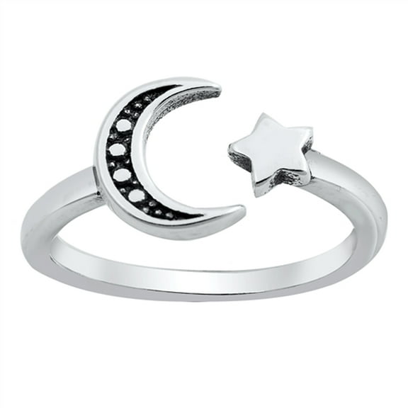 Sterling Silver Marcasite Moon Star Toe Ring Adjustable Midi Band 925 New Jewelry Female Unisex