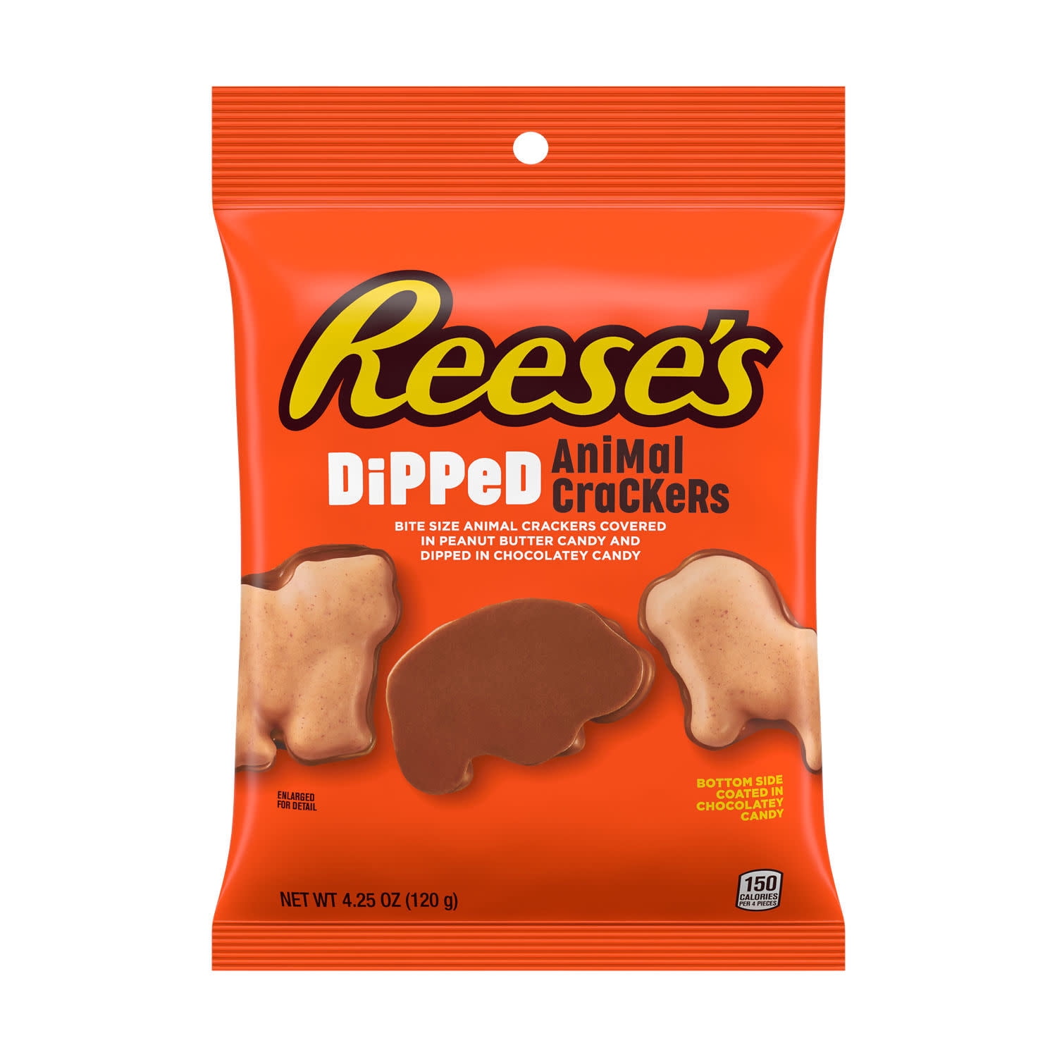 (6 pack) Reese's Chocolate and Peanut Butter Candy Dipped Animal Crackers, Bag 4.25 oz
