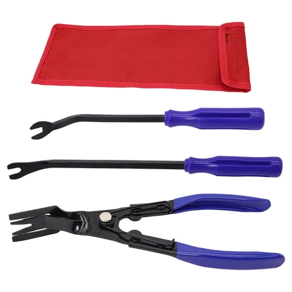 3-Piece Professional Automotive Trim Removal Kit - Steel Clip Pliers & Fastener Remover Set with Storage Bag