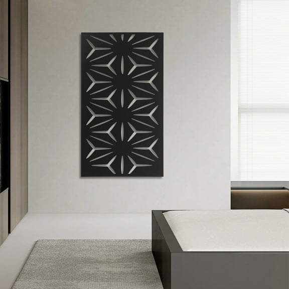 23.6*46*0.7inch Black Steel Laser Cut Privacy Screen Decorative Patio Metal Fence for Outdoor Indoor