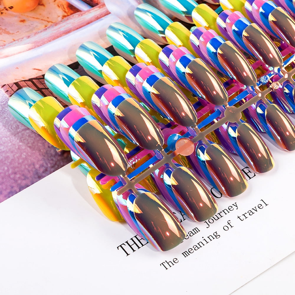 Long Press Nails Ballerina Fake Nails Glitter Glossy Full Coverage ABS Nail Stickers for Nail Art Women Girls
