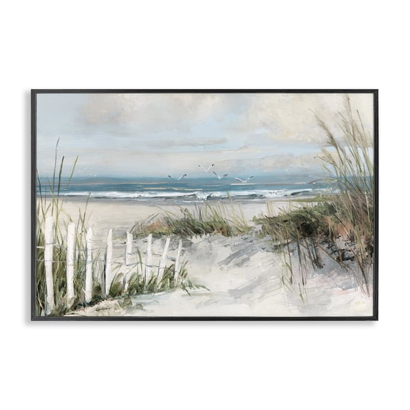 Stupell Industries Transitional Dunes With Weathered Fence Black Framed Giclee Art, 18 x 12, by Sally Swatland