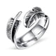thumbnail image 4 of Anillo de plumas para hombre, acero titanio banda joyería hombres inoxidable Anillos apertura punk dedo Vintage Pluma Ecomeon  no, 4 of 5