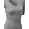 thumbnail image 4 of FashionOutfit Women's Basic Solid Arm Sleeve V Neck T-shirt Tops, 4 of 4