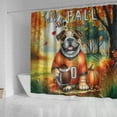 thumbnail image 4 of Hello Fall Bulldog Football Welcome Autumn with Leaves Pumpkins Shower Curtain Dog Lover Gifts Idea Waterproof Bathroom Bathtub Curtain - 00012, 4 of 5