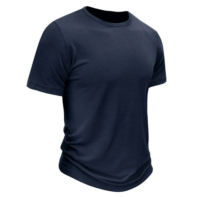 Basic Muscle Tee for Men Gym Workout Crewneck T Shirt Summer Simple Short  Sleeve Shirts Solid Color Soft Undershirt