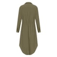 thumbnail image 5 of Adeawade Elegant Dresses For Women Long Sleeve Button Down Shirt Dress With Drawstring Waist And Turn Down Collar Pure Color Versatile Tunic Dress Basic Clothes 3Xl Army Green, 5 of 5