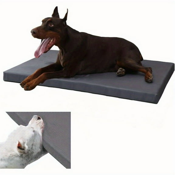 Heavy-Duty Chew Proof Dog Bed - Outdoor/Indoor Anti-Bite Mat with Washable Cover, Non-Slip Kennel Pad for Small Dogs (Up to 25lbs), Travel Ready