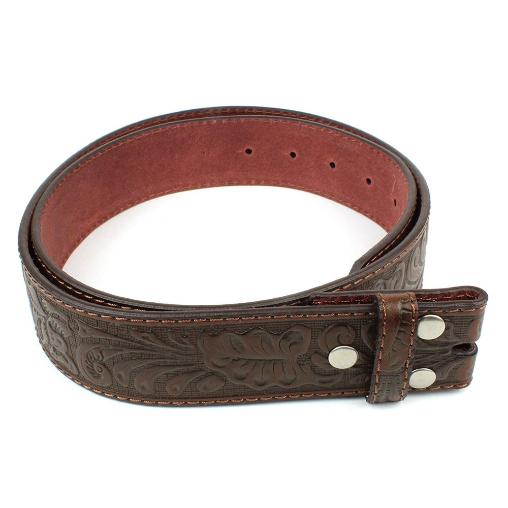 BC Belts Leather Belt Strap with Embossed Western Scrollwork 1.5