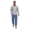 thumbnail image 4 of GIRUNS Men's Pajamas Set Long Sleeve Sleepwear Jogger Pants Soft Loungewear with Pockets Gray Blue L, 4 of 7