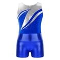thumbnail image 4 of inlzdz Girls Sleeveless Gymnastics Leotard with Tumbling Shorts Shiny Ballet Leotards Kids Dancewear Royal Blue-B 12, 4 of 6