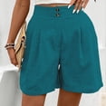 thumbnail image 2 of FAHXNVB Summer Shorts for Women Casual Button High Waist Pleated Shorts Beach Vacation Short Pants with Pockets,XL,Sky Blue, 2 of 6
