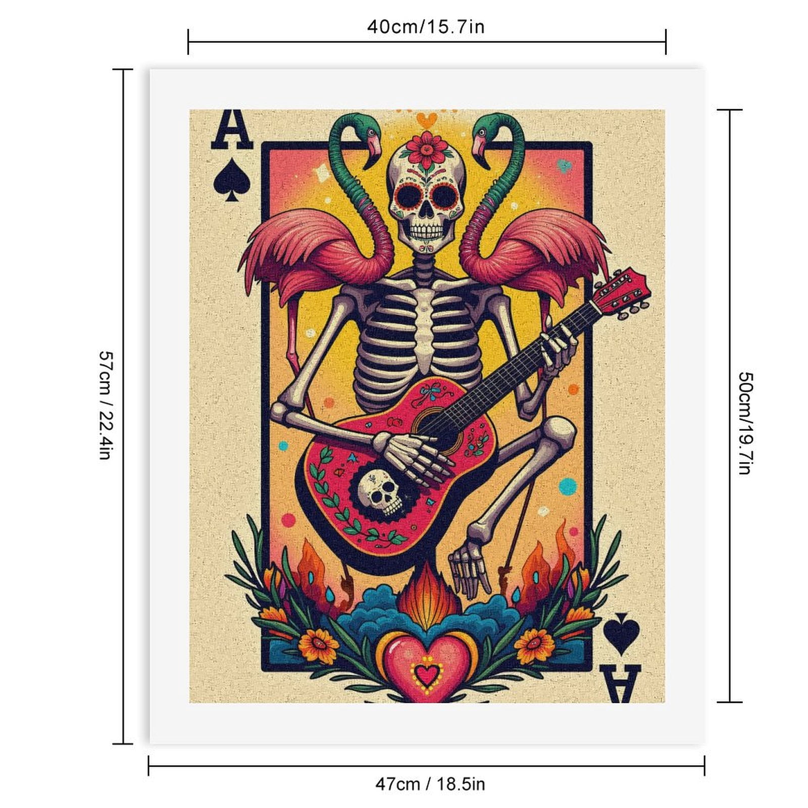 Paint By Numbers Kit for Adults Beginner - Flamingos Skeleton Guitar Art Playing DIY Canvas Painting Kits for Adults, Frameless Paint By Number for Adults for Home Wall Decor 16x20 Inch