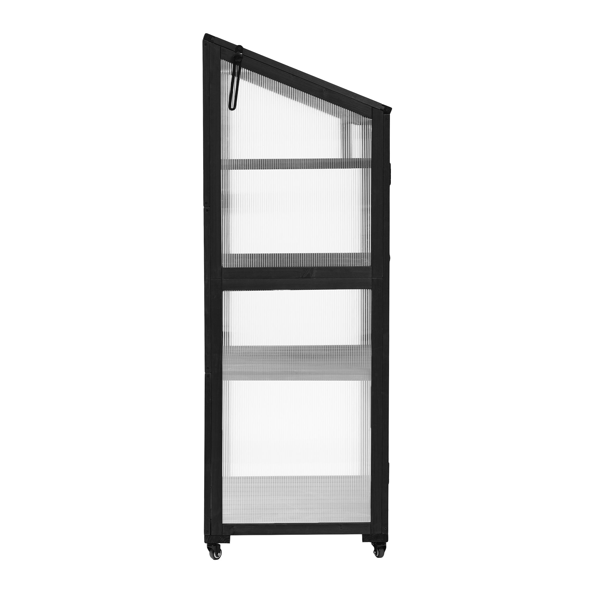 Harper & Bright Designs Cold Frame 62 Inch Height Wooden Large Balcony Portable Cold Frame Greenhouse with Wheels and Adjustable Shelves for Outdoor Indoor Use, Black