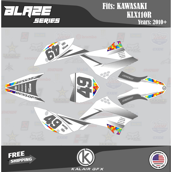 Kalair GFX Graphics Kit for Kawasaki KLX110 (2010-2023) Blaze Series