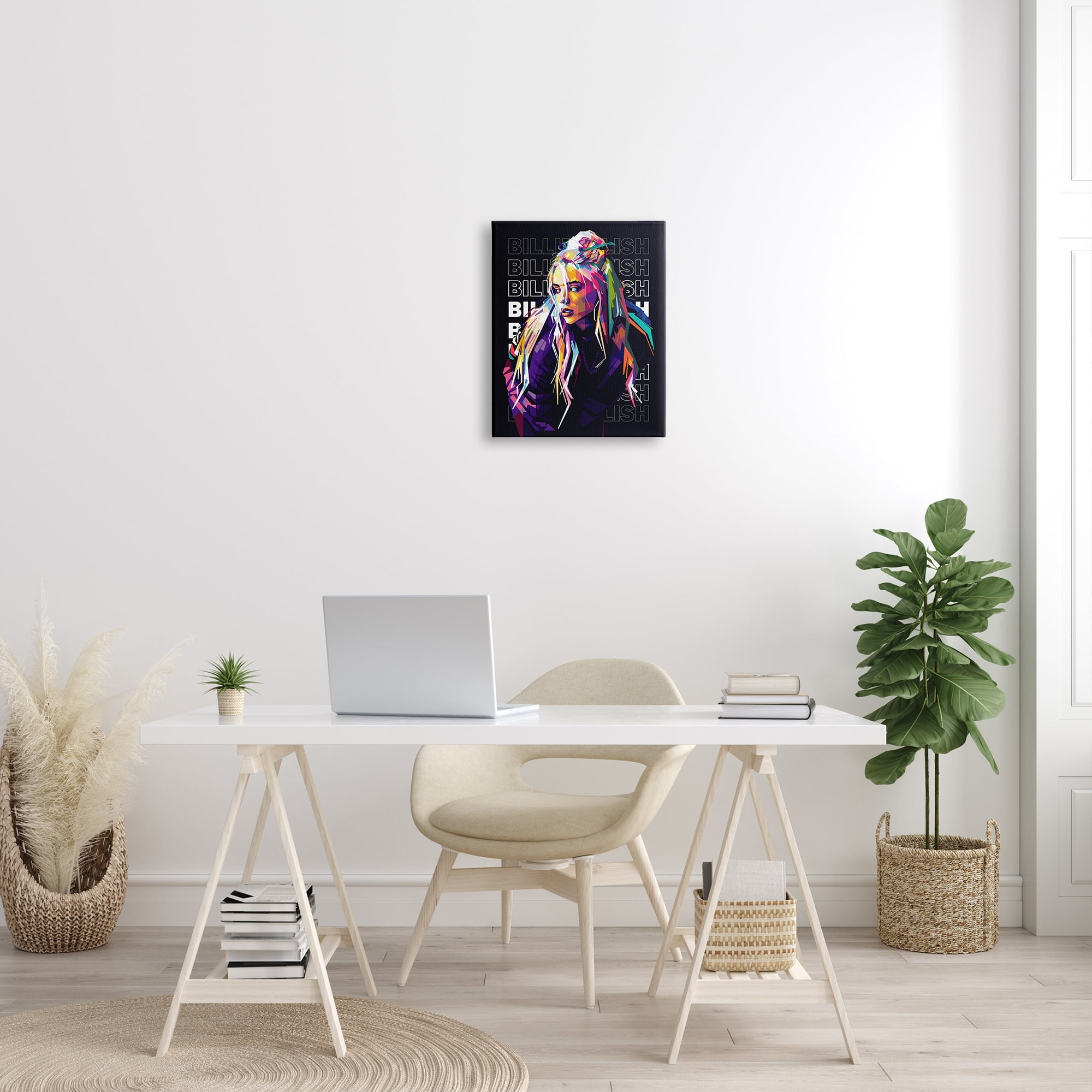 Stupell Industries Billie Eilish Modern Abstract Geometric Portrait Famous Figure, 16 x 20, Design by Birch&Ink
