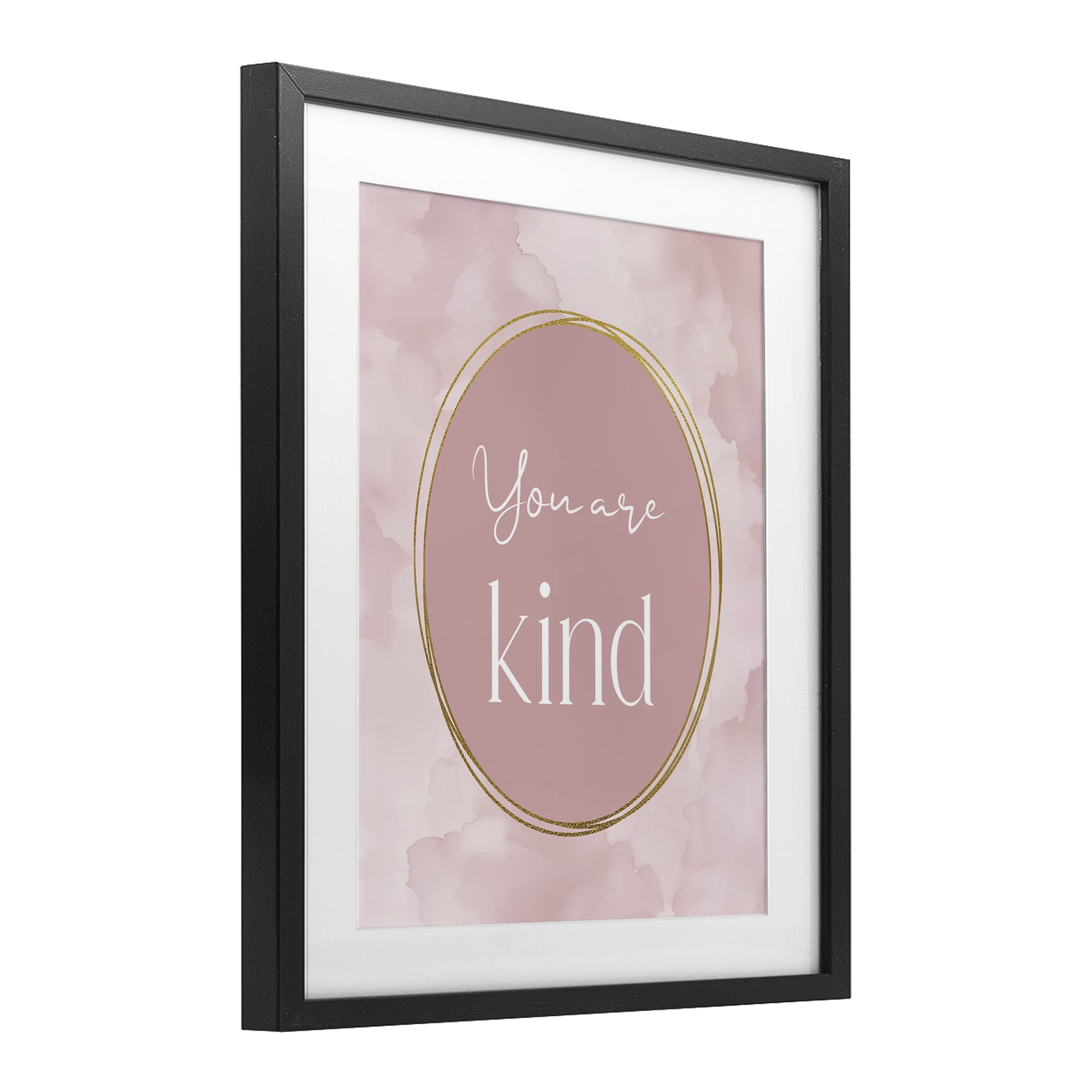 Stupell Industries Pink Golden Affirmation Black Framed Print Under Glass, design by Christine Simpson Art