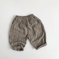thumbnail image 2 of Odeerbi 2-9 Years Toddler Boys Girls Striped Cotton Linen Pants Spring Summer Double Layered Casual Pants, 2 of 4