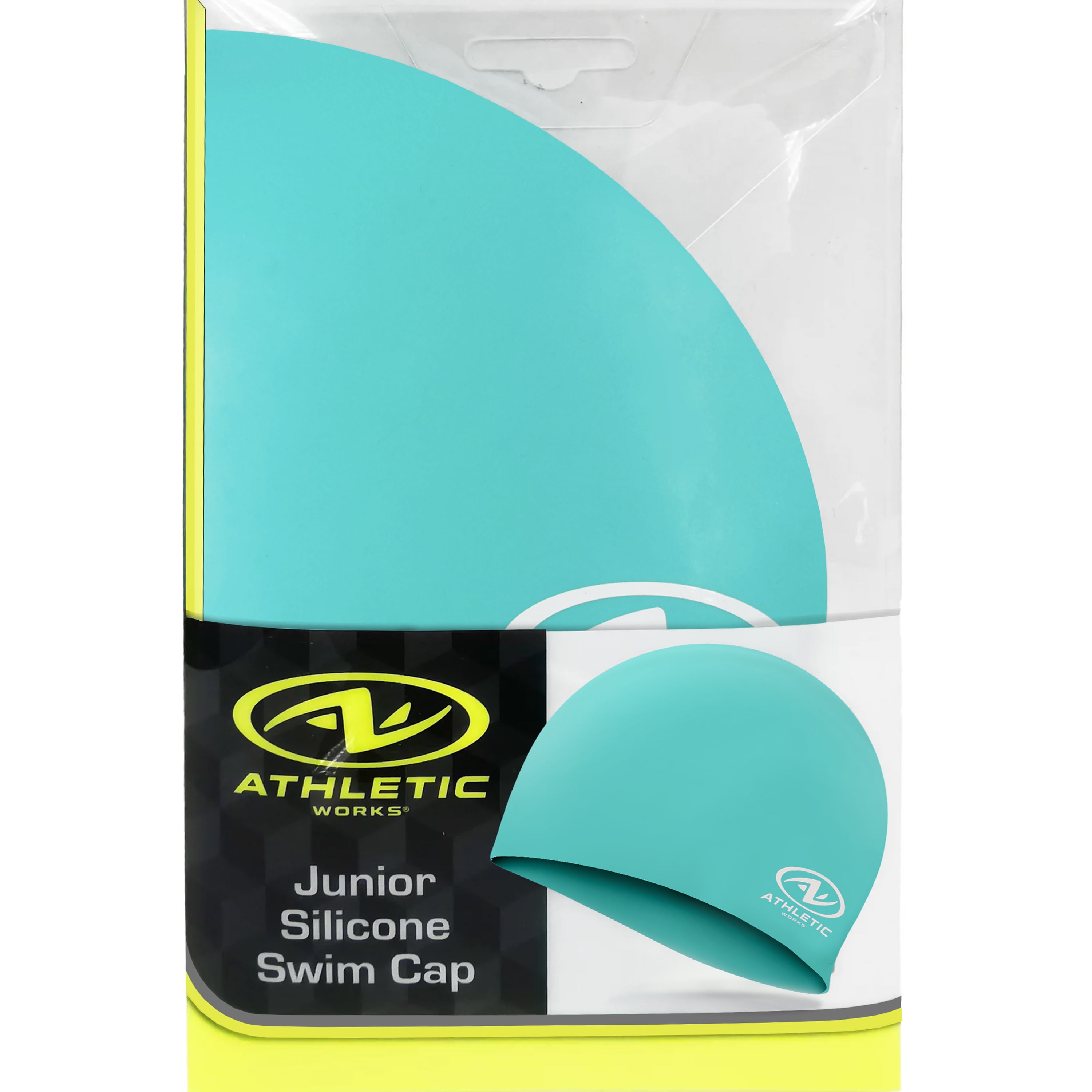 (2 pack) Athletic Works Junior Size Teal Silicone Swim Cap, Unisex, 8.25" x 7", 40g