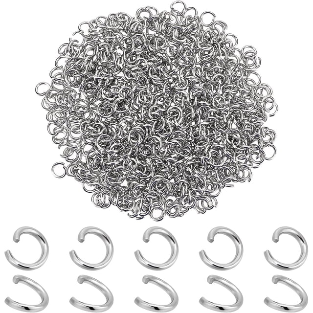 480 piezas de anillas abiertas de acero inoxidable 304, diámetro de 4 mm, calibre 21, para fabricación de joyas.