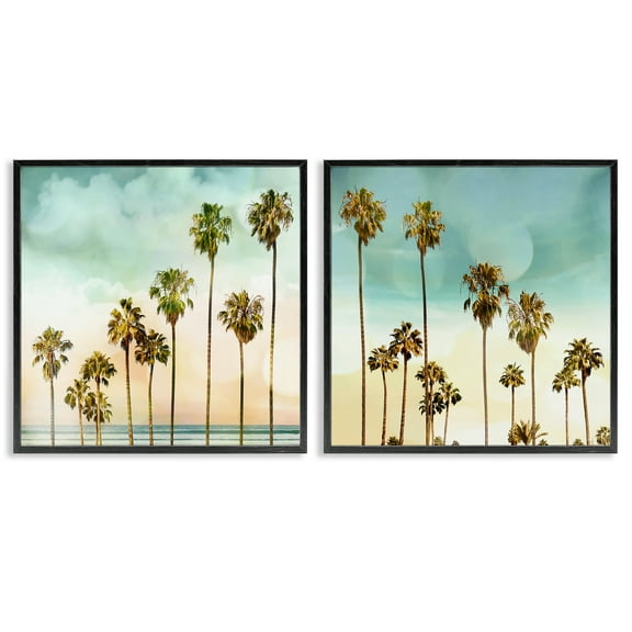 Stupell Industries Tropical Palms Increasing Heights Landscape & Nature Painting Black Framed Art Print Wall Art, 12 x 12, Set of 2