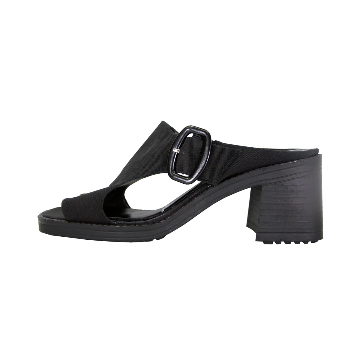 FUZZY Judith Women's Wide Width Elegant Comfort Heeled Sandals with Buckle BLACK 11
