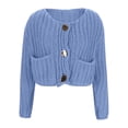 thumbnail image 2 of Women's Solid Color Knitted Sweater Blouses Tops V-Neck Long Sleeve Button Up Loose Fit Casual Pullover for Business Office Work Vacation Travel Outfits Fashion Essential Gift for Women, 2 of 7