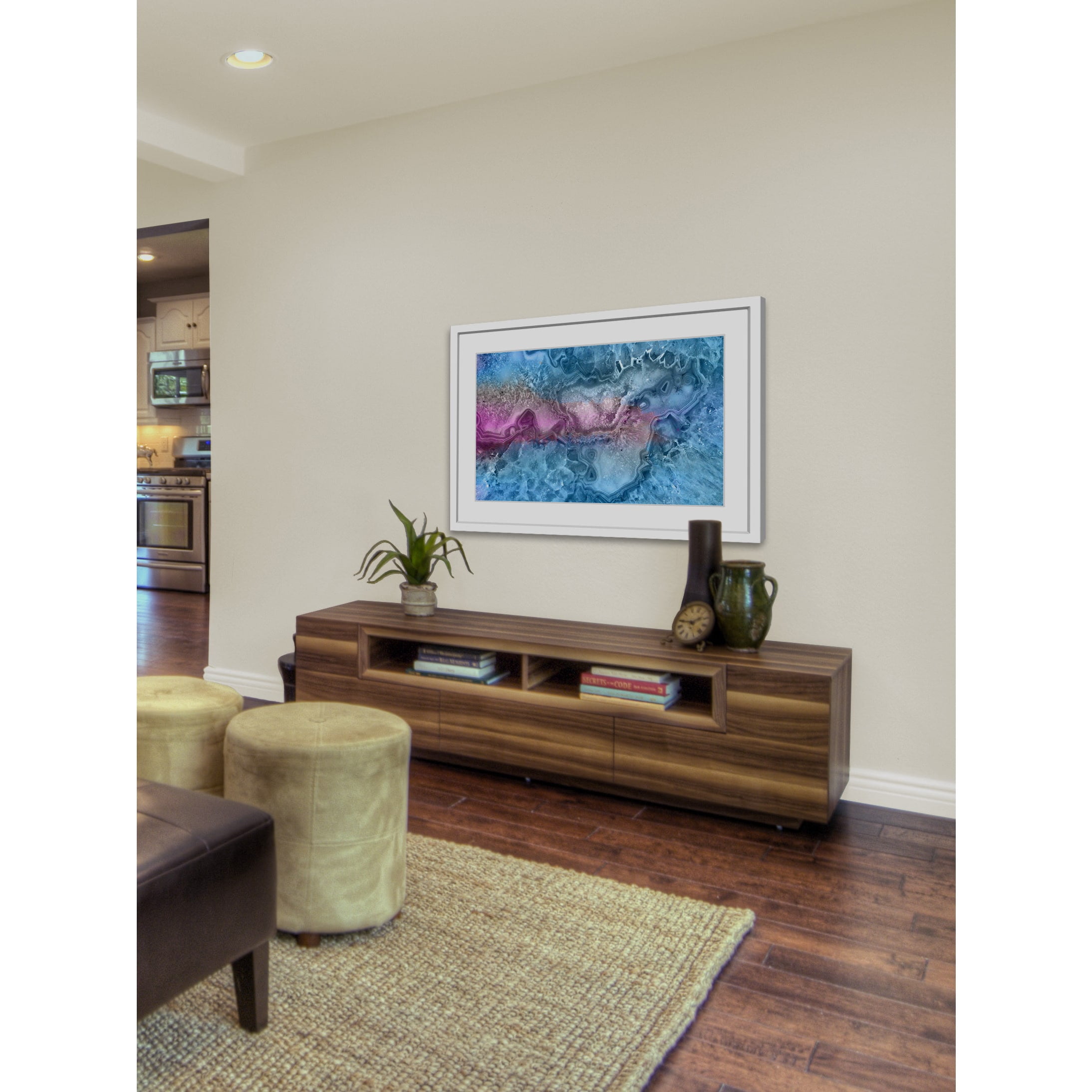 Marmont Hill - "Pink in Blue Gradient" Framed Painting Print