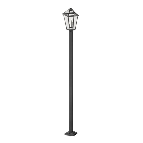 Z-Lite Talbot 3 Light 118" Clear Glass Steel Outdoor Lamp Post in Black