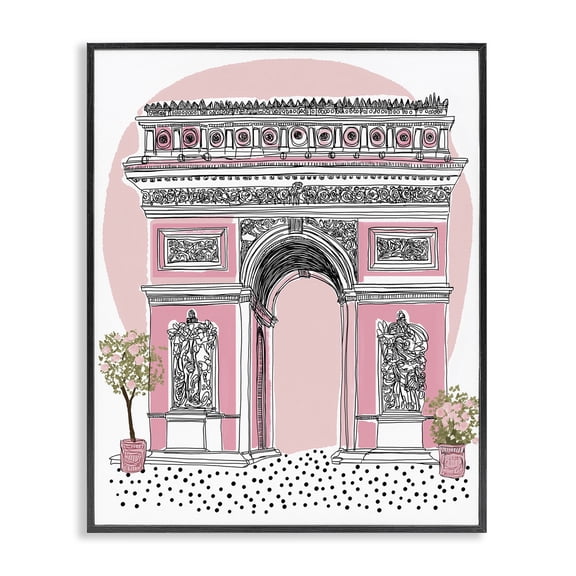 Stupell Industries Bohemian Pink Neoclassical Archway Black Framed Giclee Art, 11 x 14, by Jess Stempel