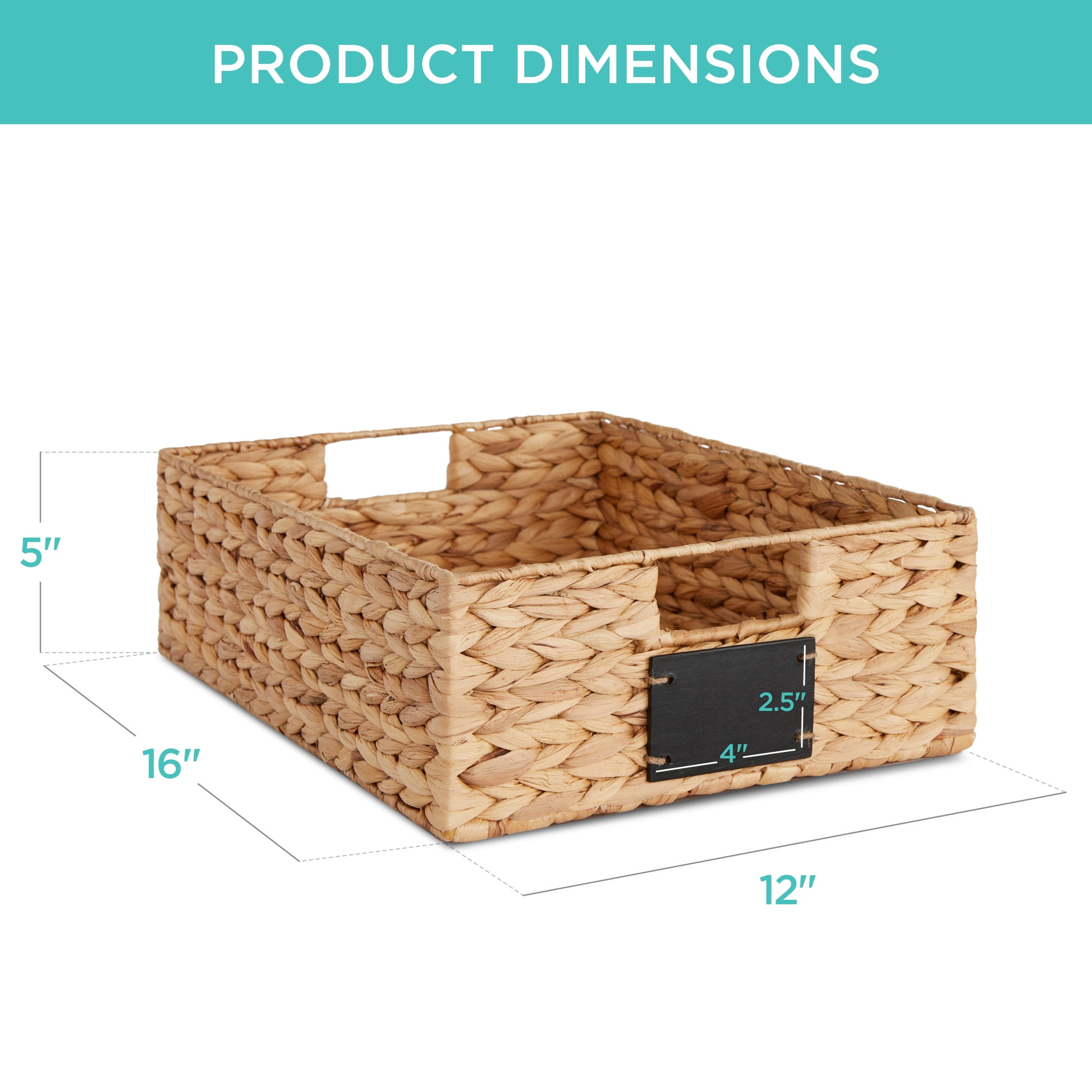 Best Choice Products Set of 4 16x12in Woven Water Hyacinth Pantry Baskets w/ Chalkboard Label, Chalk Marker - Natural