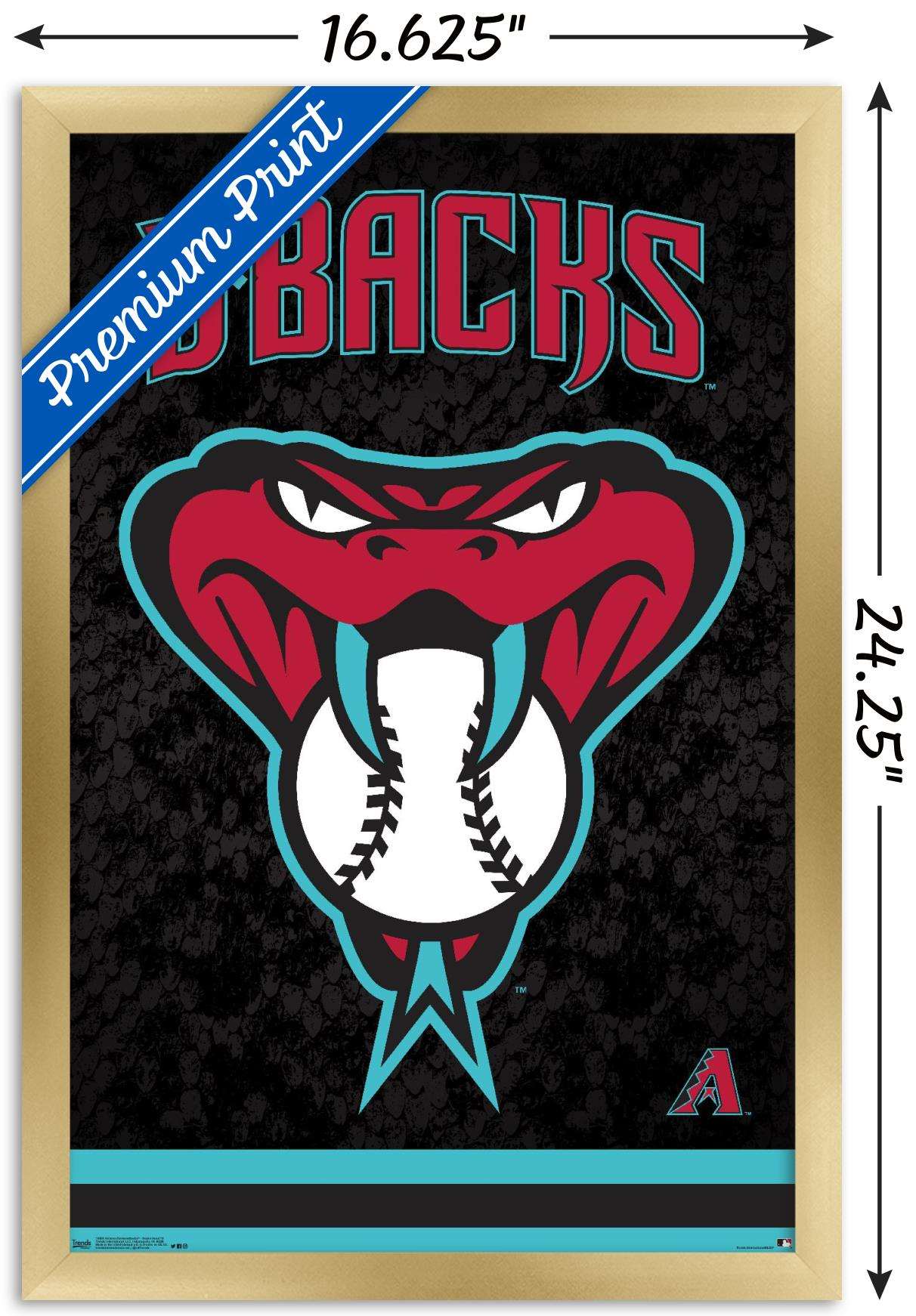 MLB Arizona Diamondbacks - Snake Head Logo Wall Poster, 14.725" x 22.375", Framed
