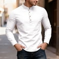 thumbnail image 2 of LIIPEE Men Shirts Casual Solid Color Stand Neck Slim Fit Long Sleeve Dress Shirt Male Fashion Buttons Business Tops Comfortable Breathable Soft Daily Shirts,White,S, 2 of 4