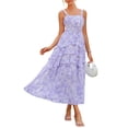 thumbnail image 1 of Vestido largo GRACE KARIN, estilo bohemio, con estampado floral escalonado para mujer, color morado, 1 of 6