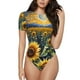 thumbnail image 1 of Fotbe Starry Sky Moon Sunflower Body de Mujer con Cuello Redondo y Mangas Cortas, Sin Mangas Ajustado, Suave, Cómodo y Básico-Large, 1 of 7