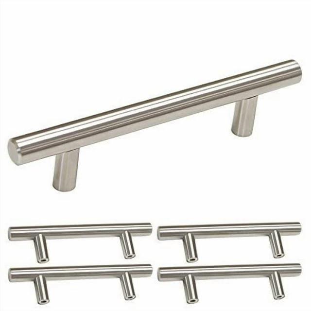 Homdiy Tiradores De Gabinete De 96 Mm, Tiradores De Cajones - Hd201Sn, Herrajes Para Gabinetes, Tiradores De Gabinete De Níquel Cepillado, Paquete De 5 Manijas Modernas Para Gabinetes De Cocina