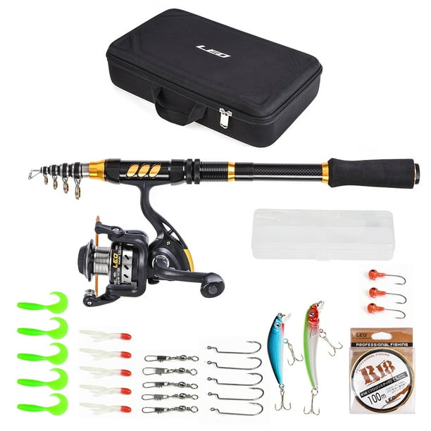 Yangxue002 Fishing Rod And Reel Combo Carbon Fiber Telescopic Fishing Rod With Spinning Reel Fishing Line Lures Hooks Swivels Saltwater Freshwater Tra