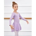 thumbnail image 2 of Oudiya Girls Long Sleeve Ballet Leotards with Shinny Skirts Criss-Cross Back Dance Dresses for Kids 3-11Y, 2 of 9