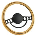 thumbnail image 1 of 61-63 Ford Thunderbird 14 Inch Black (9 Hole) Classic Steering Wheel Oak Wood With Burn Half Wrap, 1 of 3