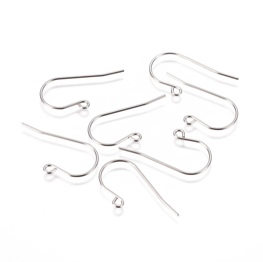 Resistant 304 Stainless Steel Earring Hooks with Horizontal Loop Stainless Steel color 27.5x16.5x0.8mm Hole: 1.8mm 21 Gauge Pin: 0.7mm
