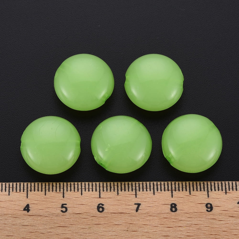 Imitation Jelly Acrylic Beads Flat Round Light Green 17x9.5mm Hole: 2mm 316pcs/500g