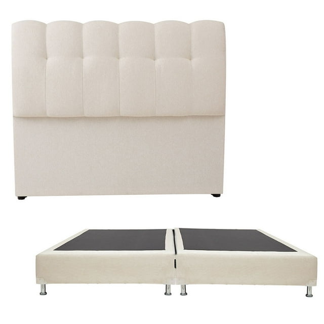 Box Base Cama King Size + Cabecera Nube Beige Dicasa Nube Dolum