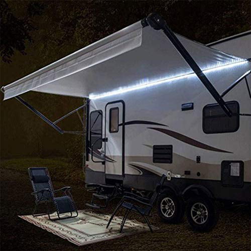 RecPro RV Camper Motorhome Travel Trailer 25' White LED Awning Party Light w/Mounting Channel & White PCB 12v Light 