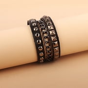 Sardfxul Punk Rock Cuff Wrap Leather Bracelet Chain Spike Rivets Bracelet Gothic Bracelets Multilayer Bracelet Jewelry Adjustable