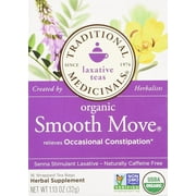 Traditional Medicinals Organic Smooth Move Herbal Stimulant Laxative Wrapped Tea Bags, 16 Count (Pack of 1)