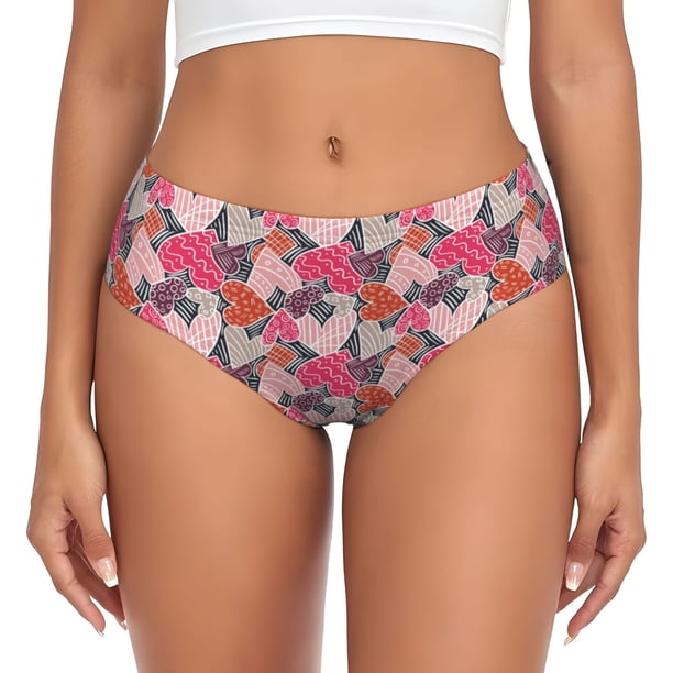 Balery Hearts for Valentines day Ropa Interior de Algodón para Mujer con Dibujo – Braguitas Cómodas y Elásticas, Estilo Clásico-Large